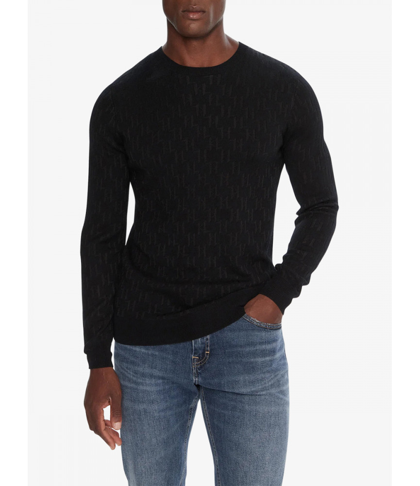 Pull Karl Lagerfeld noir - 655018 KNIT CREWNECK   554302 990