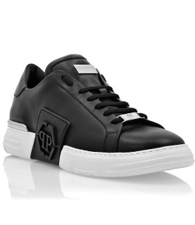 Sneakers Philipp Plein noir - PHANTOM KICK$ LO-TOP LEATHER HEXAGON