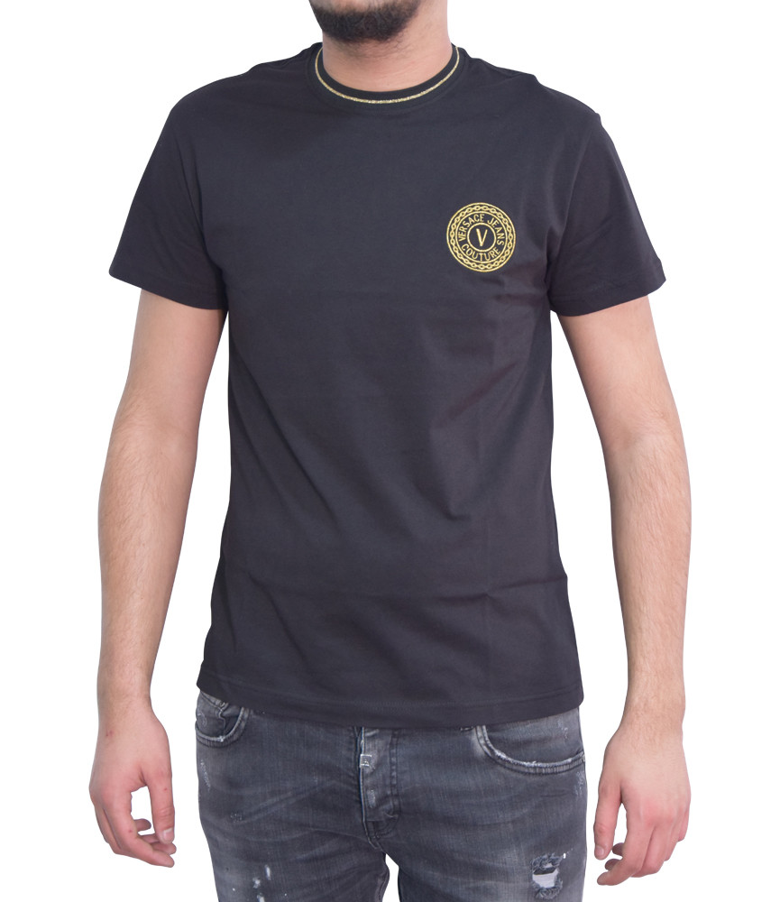 T-shirt VERSACE JEANS COUTURE noir - B3GWA7TF - WUP600 SLIM ROUND SMALL EMB