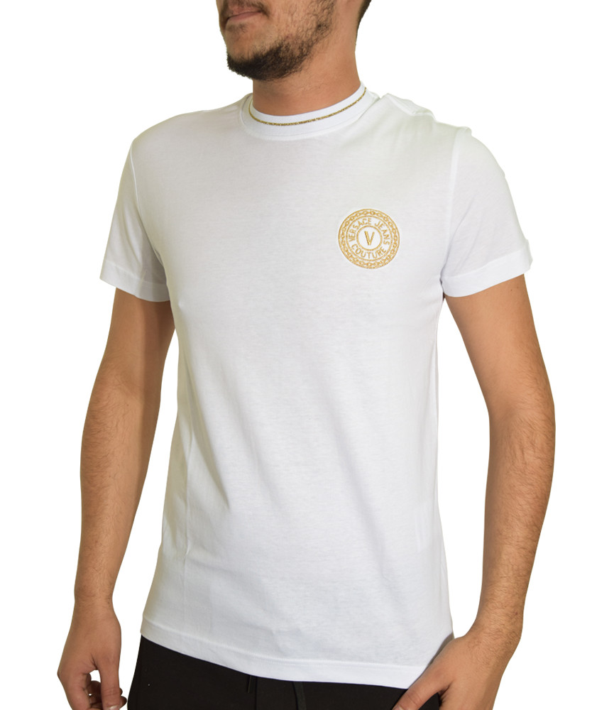 T-shirt VERSACE JEANS COUTURE blanc - B3GWA7TF - WUP600 SLIM ROUND SMALL EMB