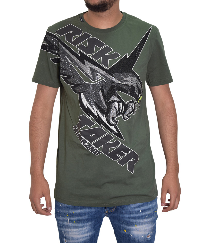 T-shirt MY BRAND kaki - MMB-TS012-GM029 RISK TAKER EAGLE