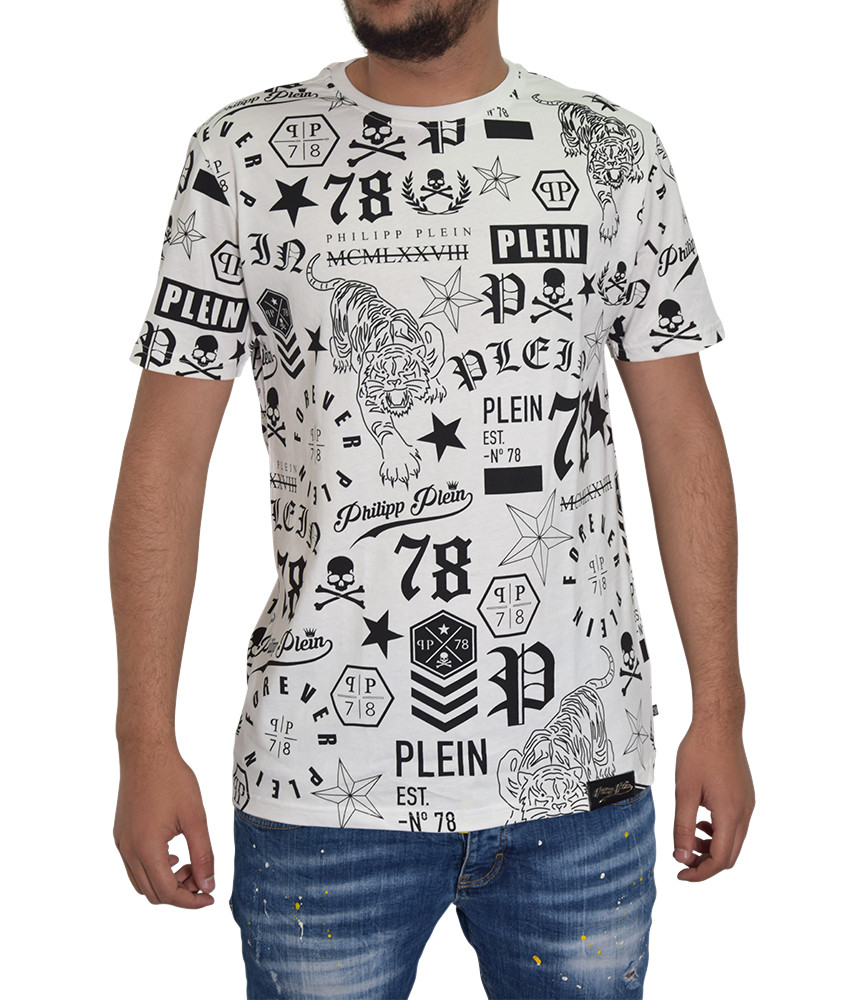 T-shirt PHILIPP PLEIN blanc noir - S17C MTK0105 PJY002N