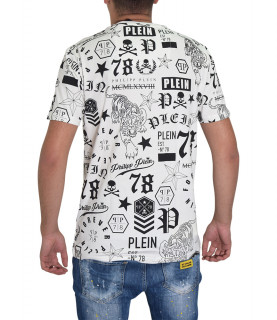 T-shirt PHILIPP PLEIN blanc noir - S17C MTK0105 PJY002N