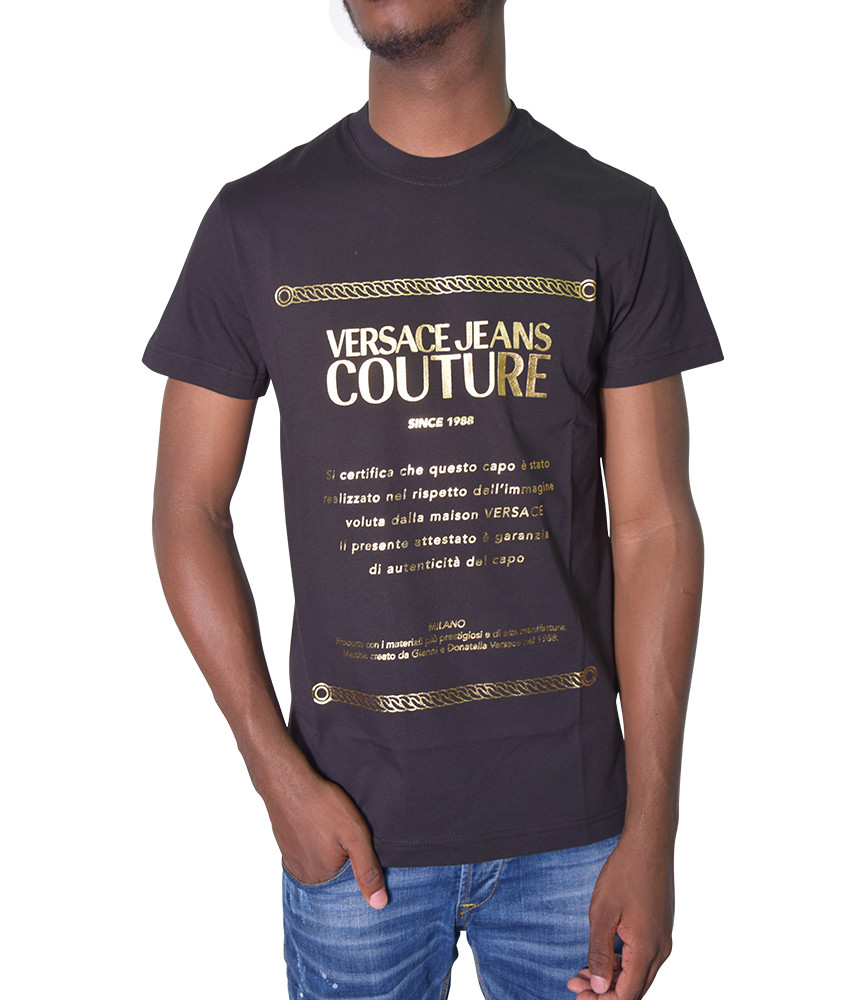 Tshirt Versace Jeans Couture noir - 71GAHT01 - 71UP600 S GARANZIA FOIL