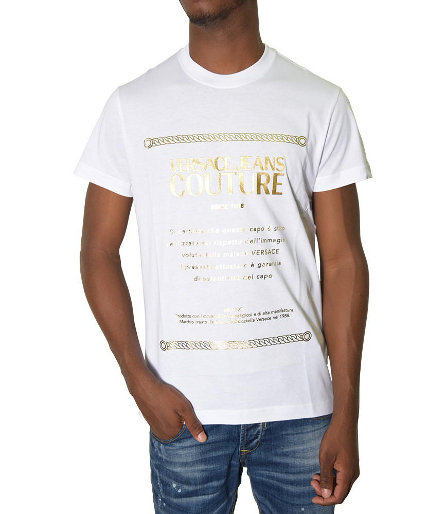 Tshirt Versace Jeans Couture blanc - 71GAHT01 - 71UP600 S GARANZIA FOIL