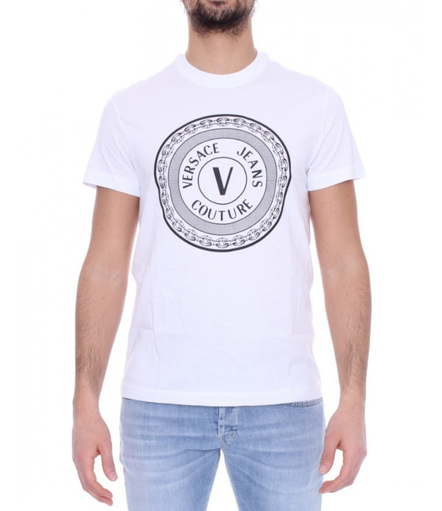 Tshirt Versace Jeans Couture blanc - B3GWA7TD - WUP600 SLIM ROUND BIG RUBBER