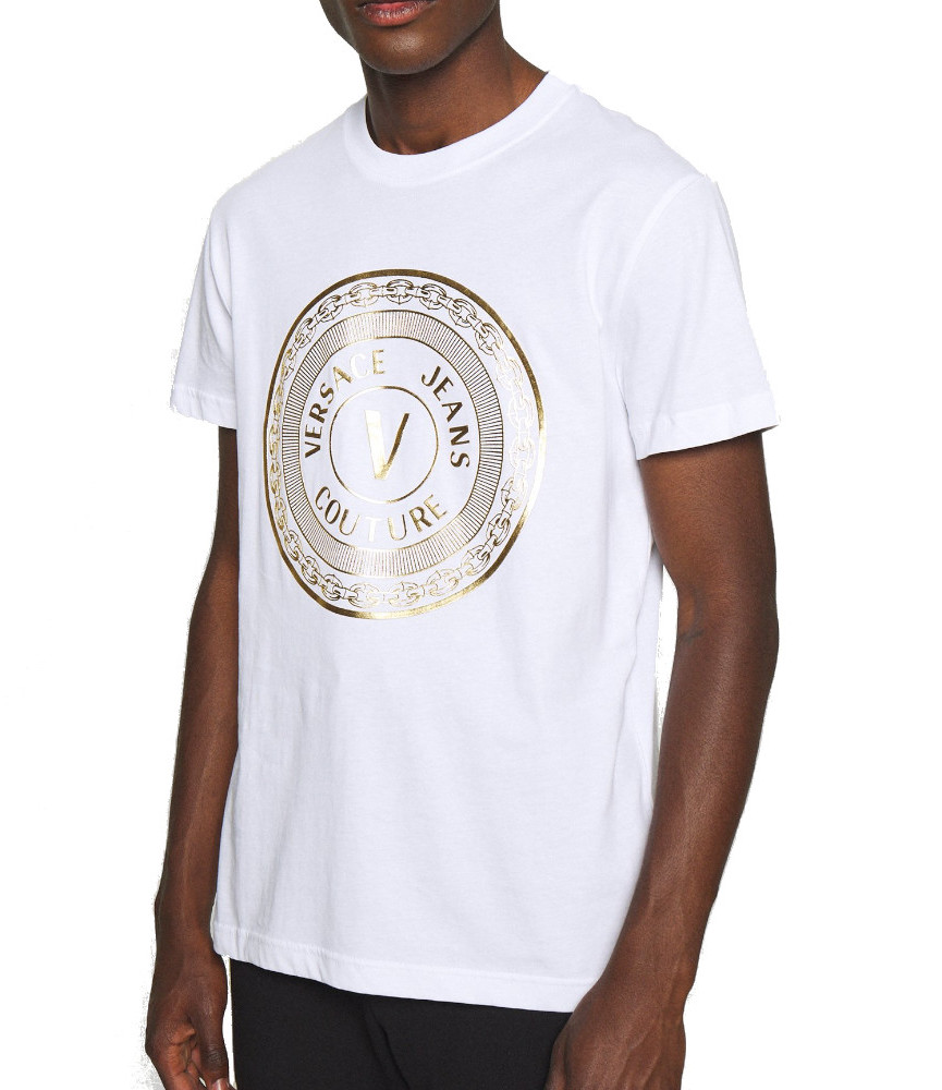 Tshirt Versace Jeans Couture blanc - 71GAHT12 - 71UP600 S VEMBLEM FOIL