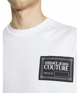 T-shirt Versace Jeans Couture blanc - 72GAH6R2 - 72UP601 REG CONTR PRINT STRIPES COIN