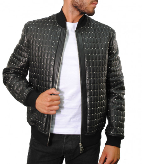 Veste en cuir Versace Collection noir - V400260 VP00072