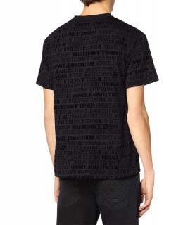 T-shirt Versace Jeans Couture noir - 73GAH6R1 - 73UP601 R PRINT LOGO FLOCK LOGO BLACK