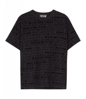 T-shirt Versace Jeans Couture noir - 73GAH6R1 - 73UP601 R PRINT LOGO FLOCK LOGO BLACK