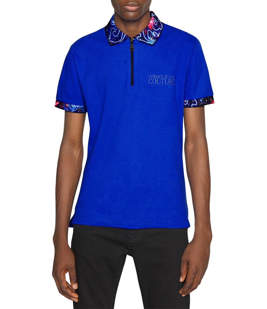 Polo Versace Jeans Couture bleu - 73GAGT12 - 73UP626 GALAXY PIQUET SPACE