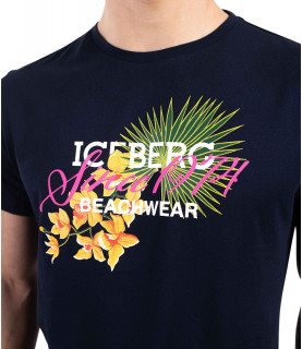 T-shirt Iceberg bleu - ICE3MBM03 NAVY FLOWER